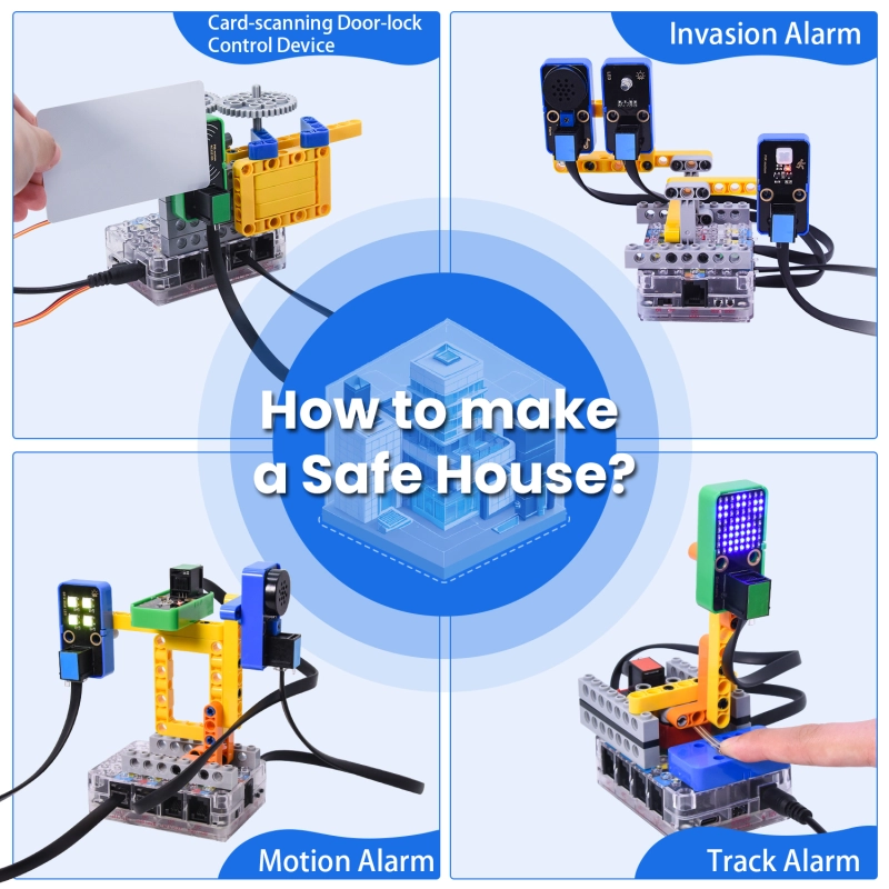 Kidsbits Smart Safe House Kit For Arduino UNO With Building Blocks Compatible Lego