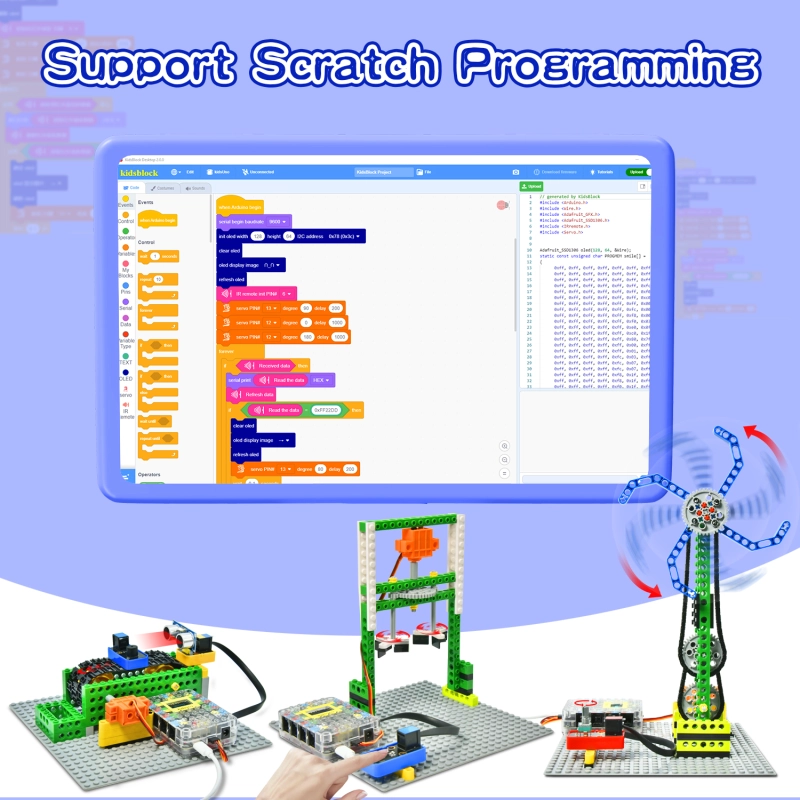Kidsbits Smart Engineering Kit for Arduino Compatible With Lego Series Support Scratch Programming Study DIY Electronic Pack