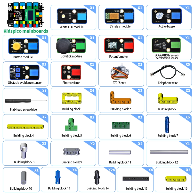 Kidsbits STEM Electronic Building Blocks Smart Binsite Sensor Kit For Raspberry pi pico