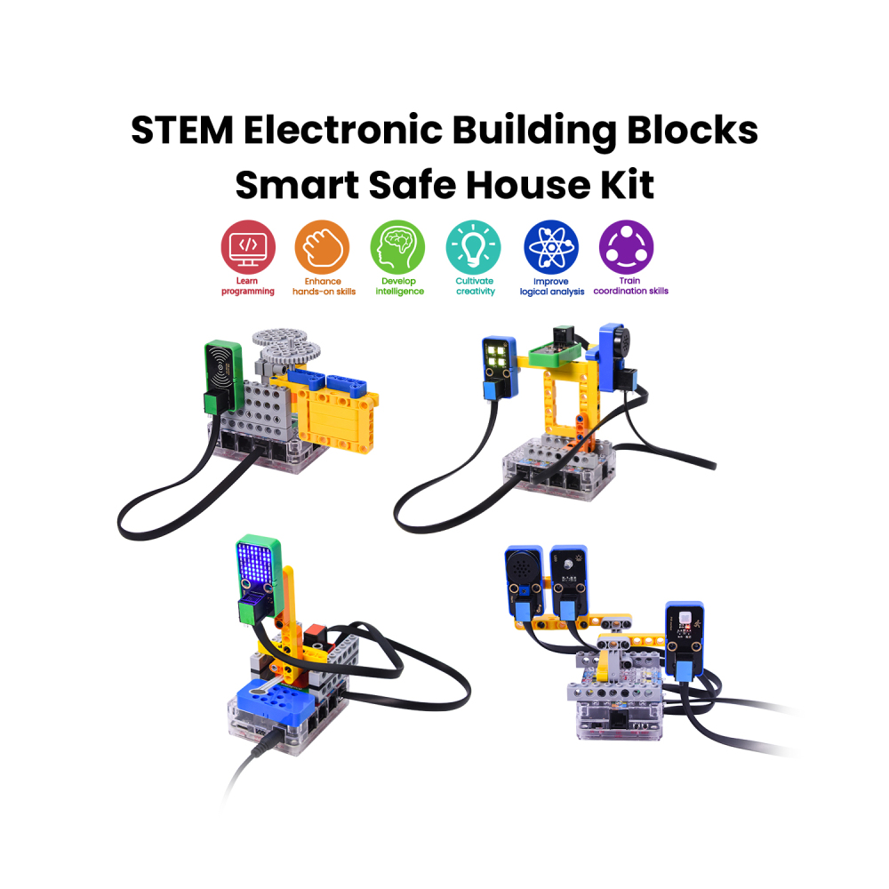 Kidsbits Smart Safe House Kit For ESP32 With Building Blocks Compatible Lego