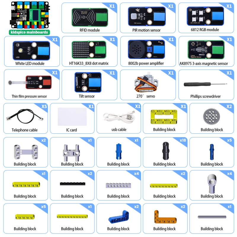 Kidsbits Smart Safe House Kit For Raspberry pi pico With Building Blocks Compatible Lego