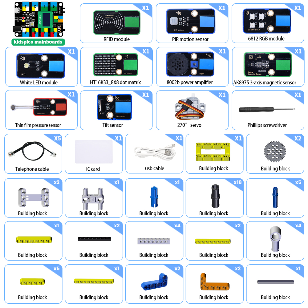 Kidsbits Smart Safe House Kit For Raspberry pi pico With Building Blocks Compatible Lego