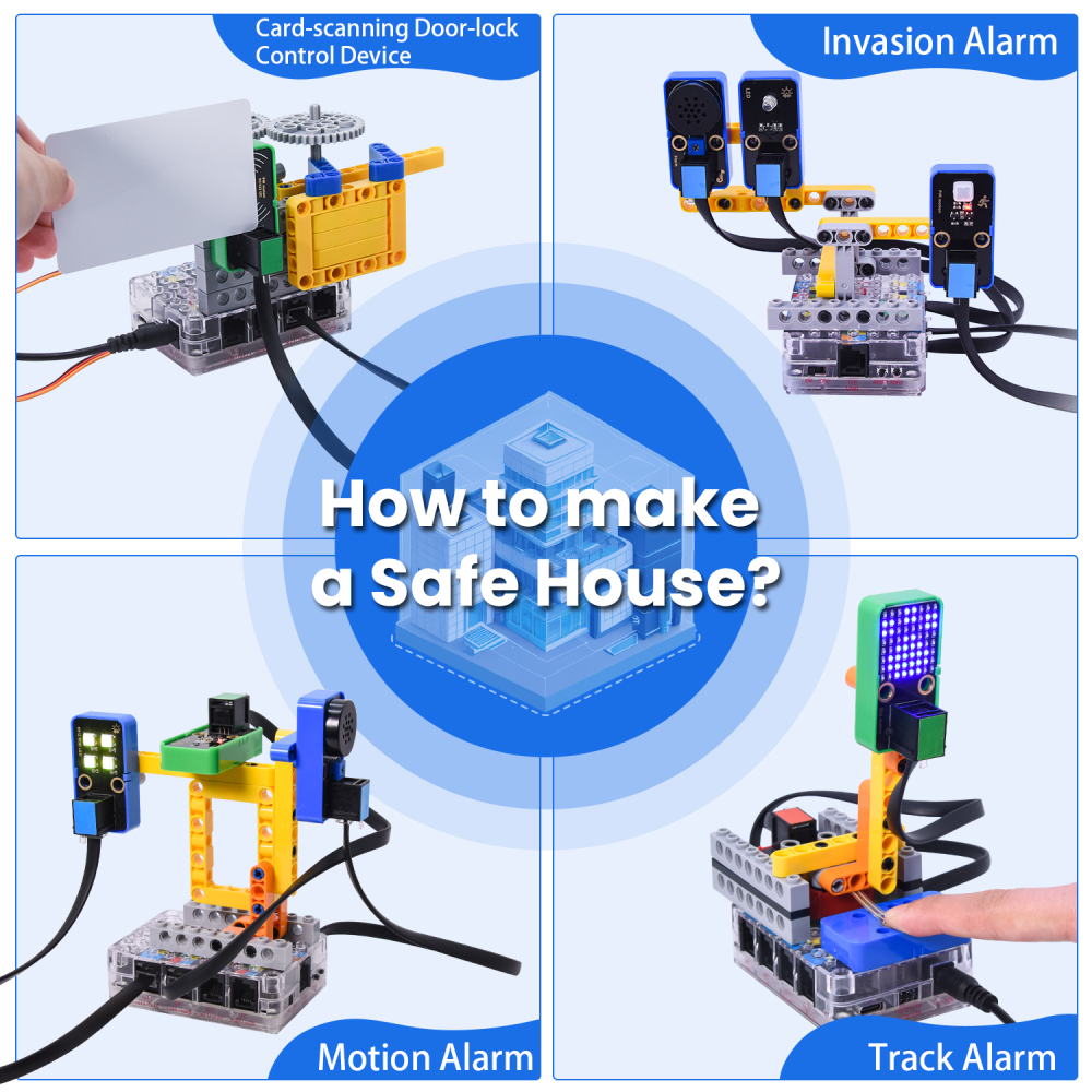 Kidsbits Smart Safe House Kit For Raspberry pi pico With Building Blocks Compatible Lego
