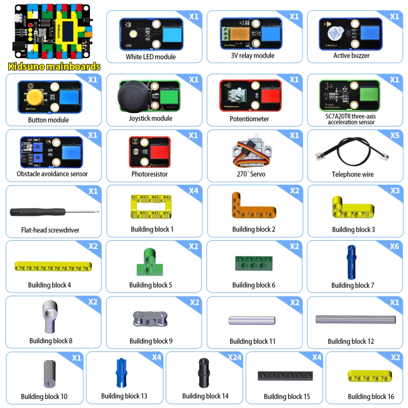 Kidsbits STEM Electronic Building Blocks Smart Binsite Sensor Kit For Arduino UNO Projects Programming Compatible Lego DIY Pack