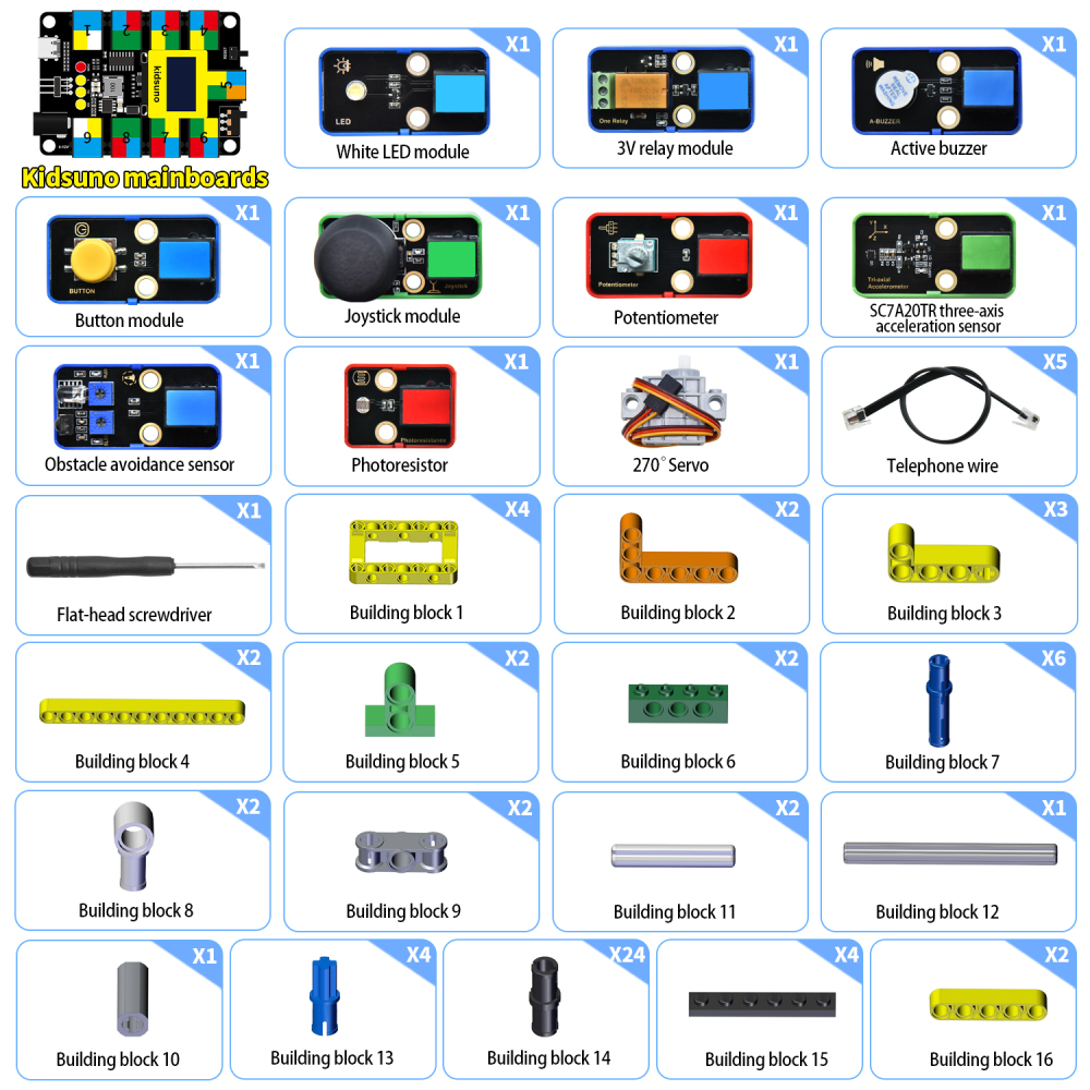 Kidsbits STEM Electronic Building Blocks Smart Binsite Sensor Kit For Arduino UNO Projects Programming Compatible Lego DIY Pack