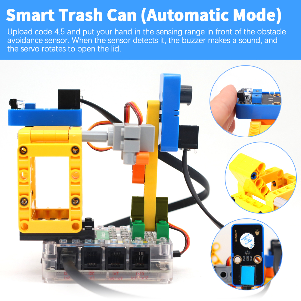 Kidsbits STEM Electronic DIY Pack Building Blocks Smart Binsite Sensor Kit For Arduino ESP32 Python Language Compatible Lego