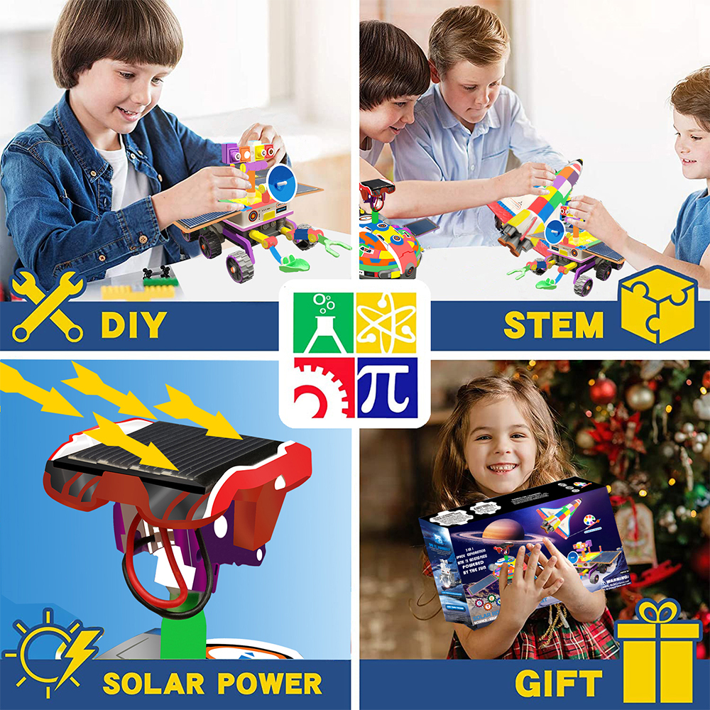 Kidsbits Solar Toys DIY Space Graffiti 3 In 1 Starquest Fleet Solar Powered Toy Robots For Kids