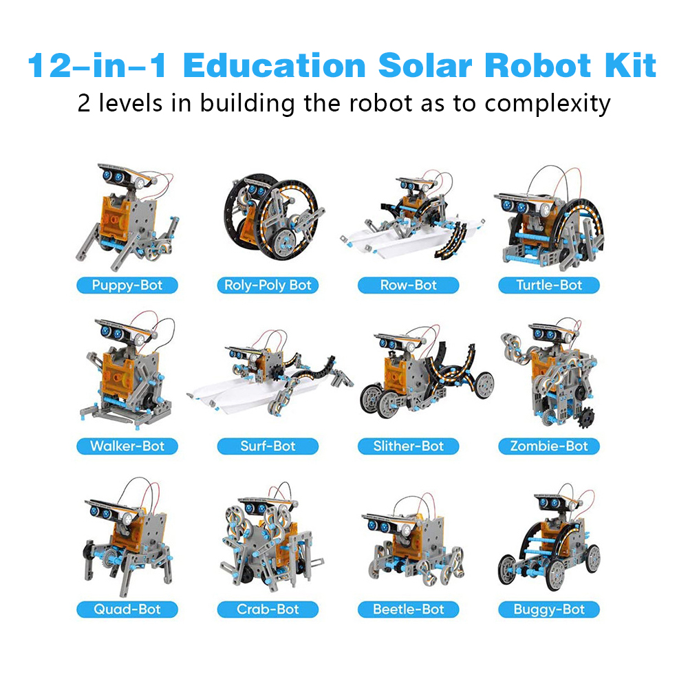 Kidsbits DIY Puzzle Self-Assembly Solar Toy Car 12 In 1 Intelligent Robot Toys For Kids