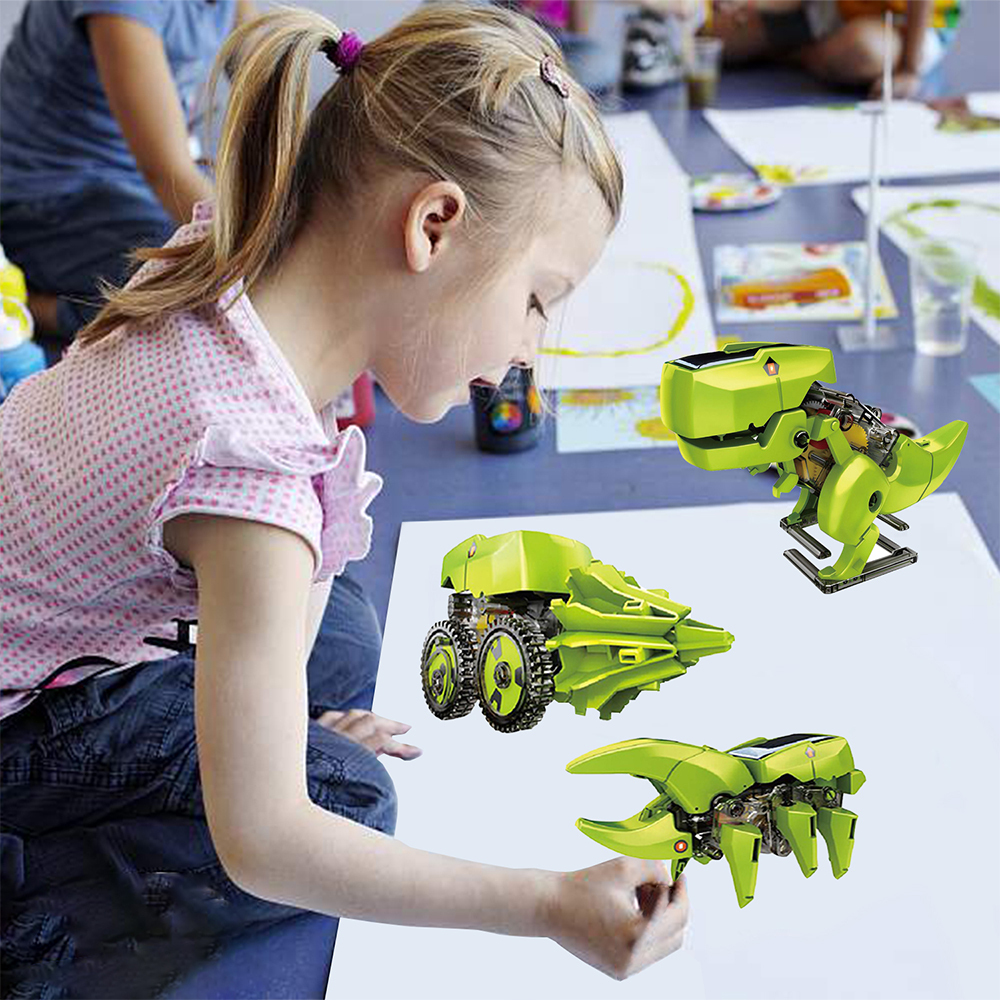 Kidsbits STEM Education 3 In 1 DIY Puzzle Triad Self-assembly Dinosaur Solar Toy For Kids