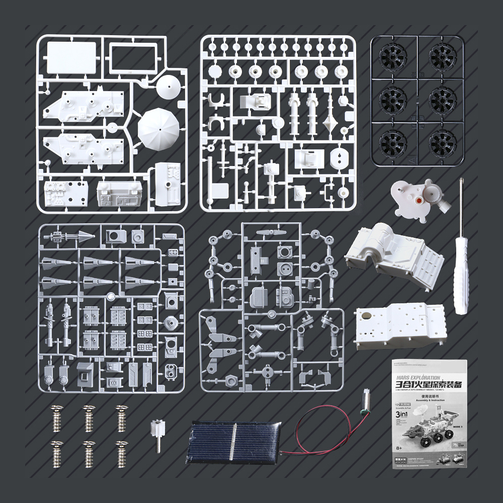 DIY Assembly 3-in-1 Solar Mars Exploration Equipment Scientific Physics Experiment Solar Car System Toy For Kids