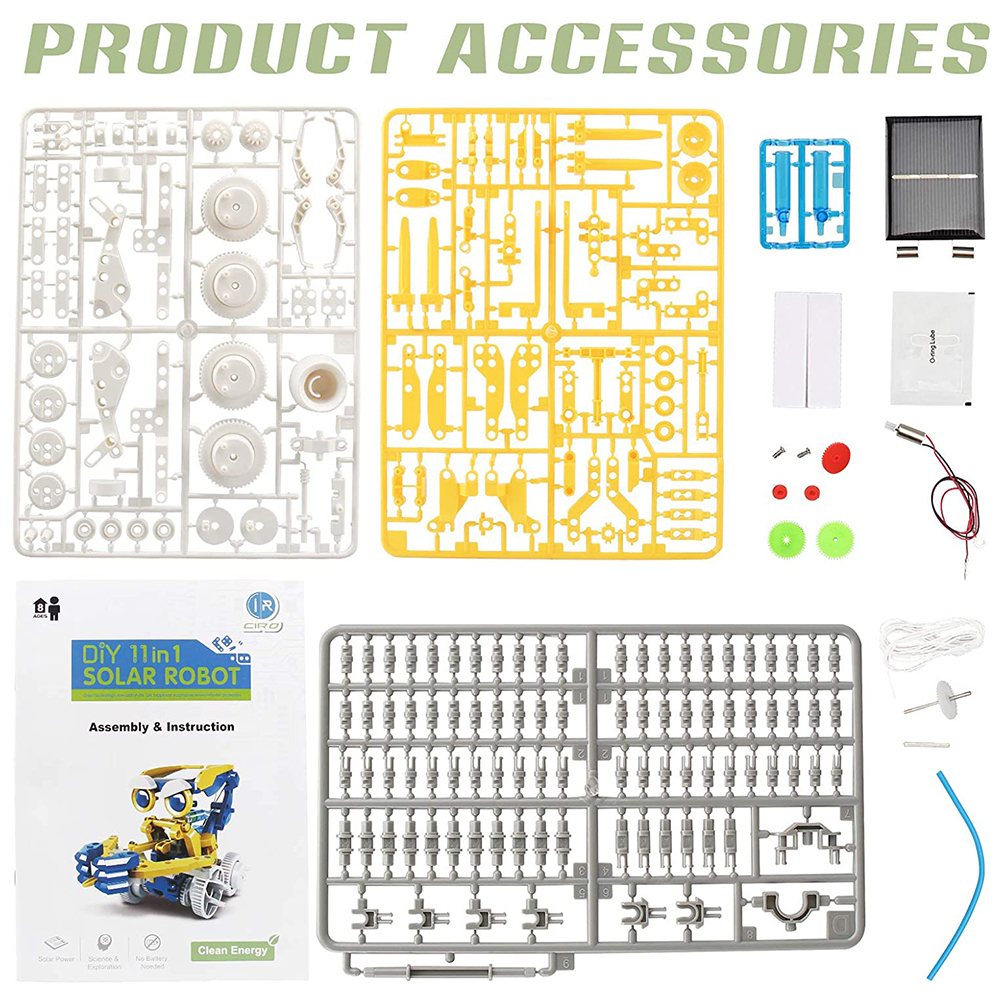 Kidsbits School Kids Educational Science Experiment DIY Self-Assembly 11 In 1 Solar Toy Robot Kit