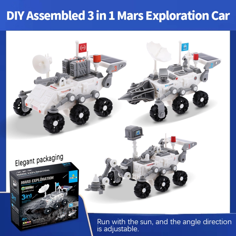 DIY Assembly 3-in-1 Solar Mars Exploration Equipment Scientific Physics Experiment Solar Car System Toy For Kids