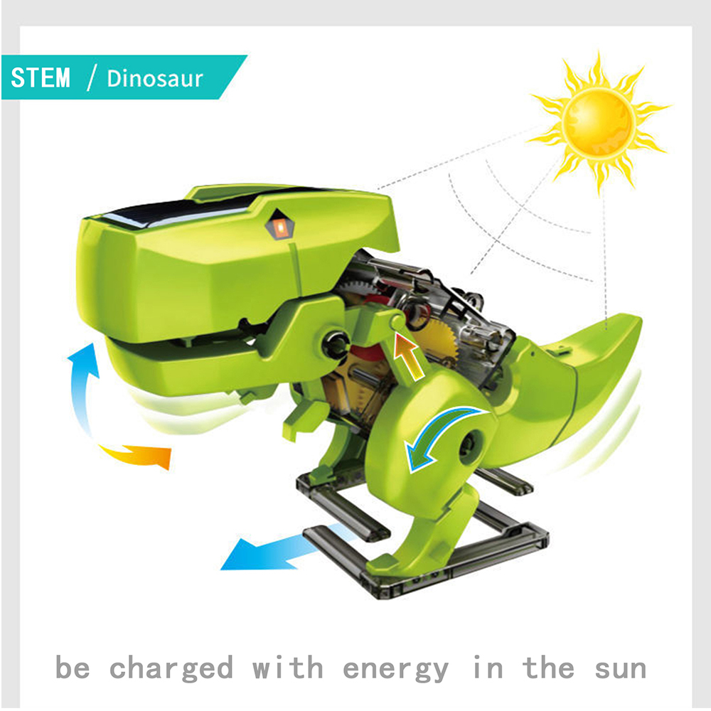 Kidsbits STEM Education 3 In 1 DIY Puzzle Triad Self-assembly Dinosaur Solar Toy For Kids