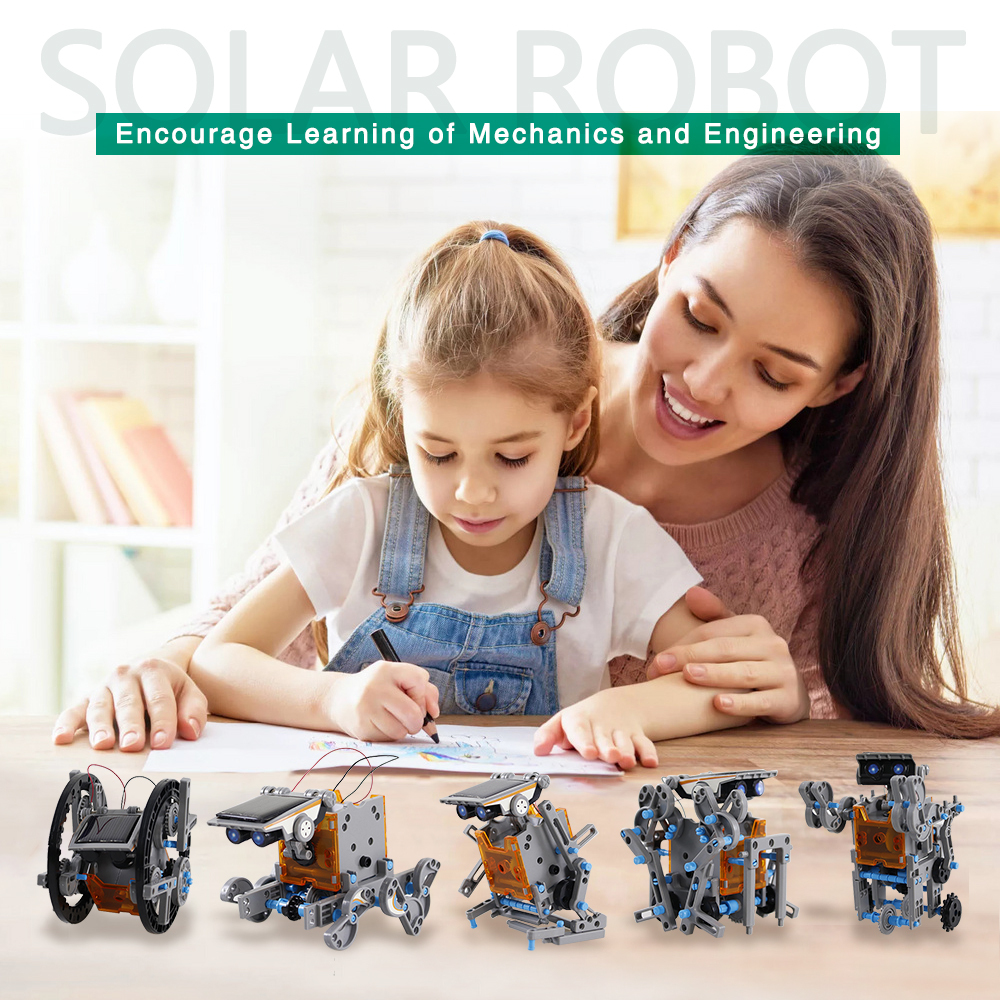 Kidsbits DIY Puzzle Self-Assembly Solar Toy Car 12 In 1 Intelligent Robot Toys For Kids