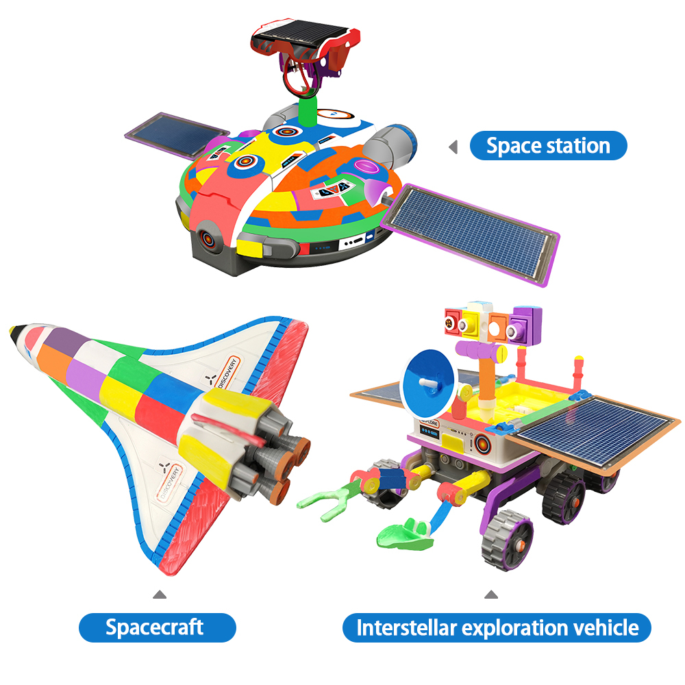 Kidsbits Solar Toys DIY Space Graffiti 3 In 1 Starquest Fleet Solar Powered Toy Robots For Kids