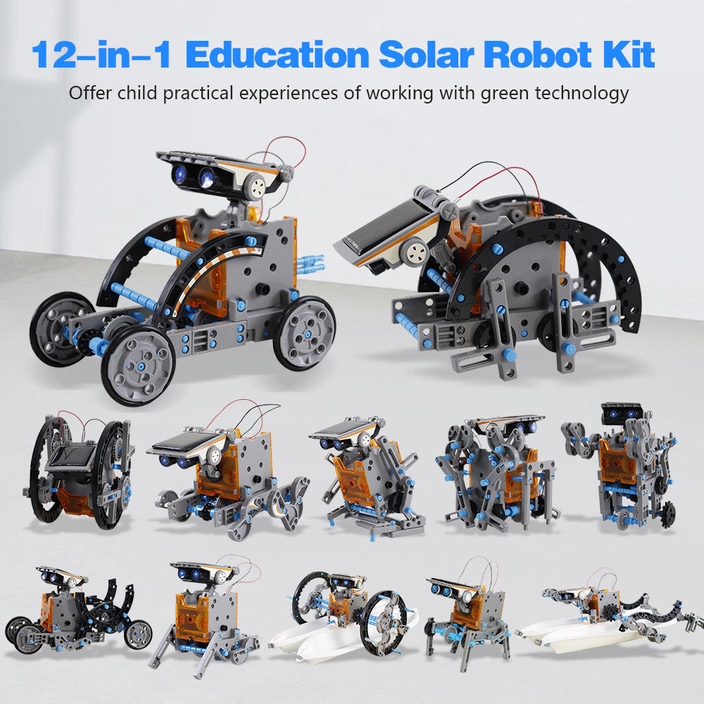 Kidsbits DIY Puzzle Self-Assembly Solar Toy Car 12 In 1 Intelligent Robot Toys For Kids