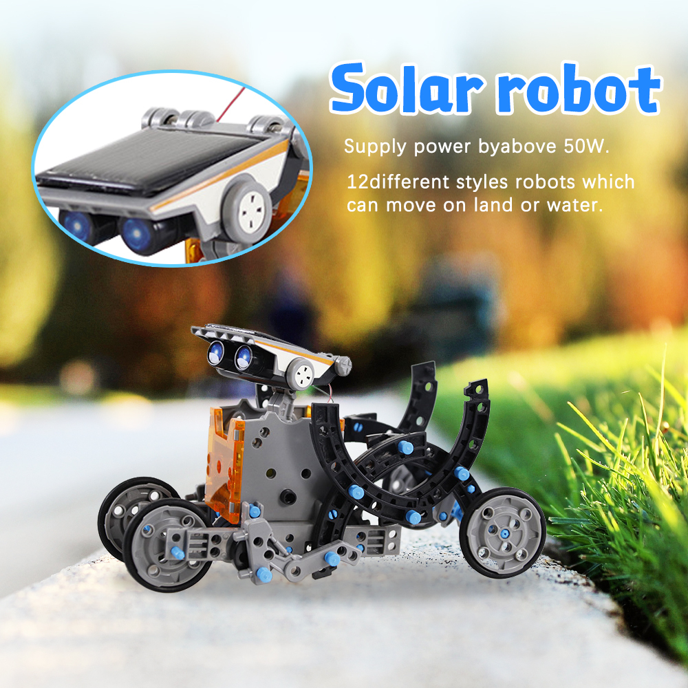 Kidsbits DIY Puzzle Self-Assembly Solar Toy Car 12 In 1 Intelligent Robot Toys For Kids