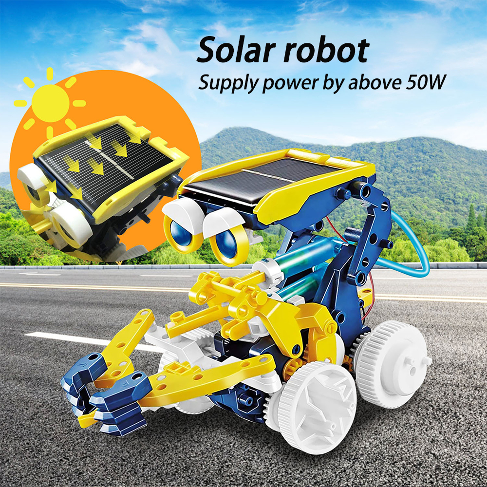 Kidsbits School Kids Educational Science Experiment DIY Self-Assembly 11 In 1 Solar Toy Robot Kit
