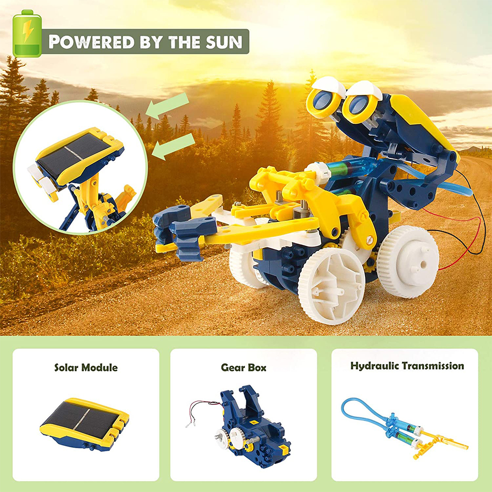 Kidsbits School Kids Educational Science Experiment DIY Self-Assembly 11 In 1 Solar Toy Robot Kit