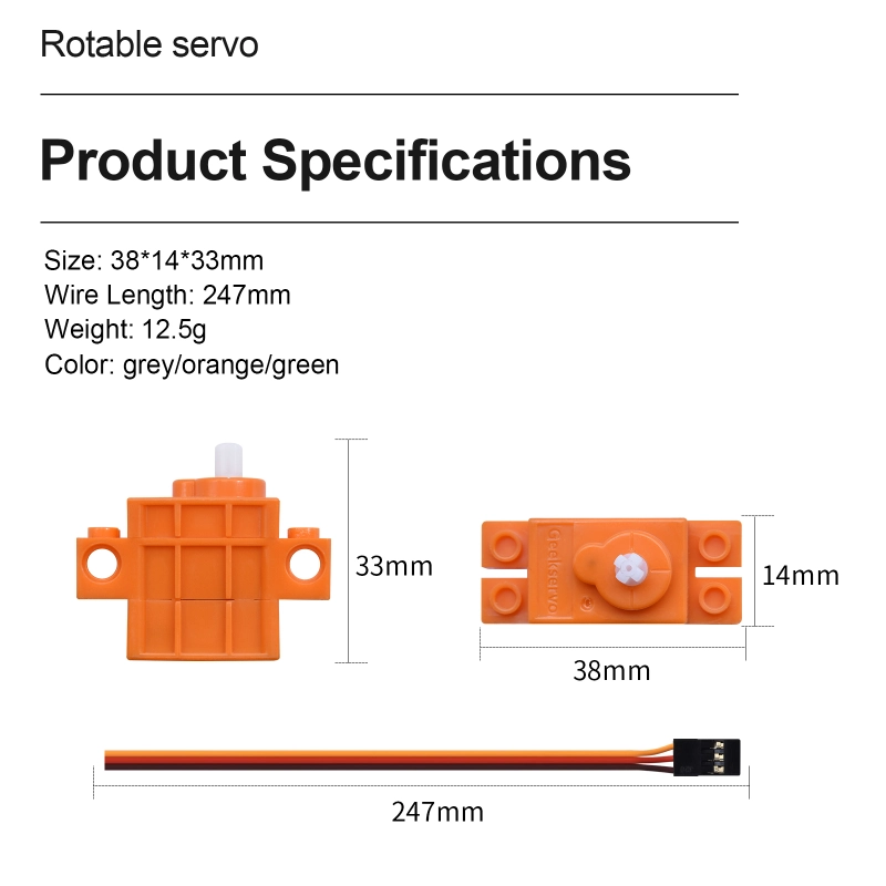 Orange Gear Motor Dual Output Shaft 360 Degrees Steering Gears Servo Motor Compatible With Lego
