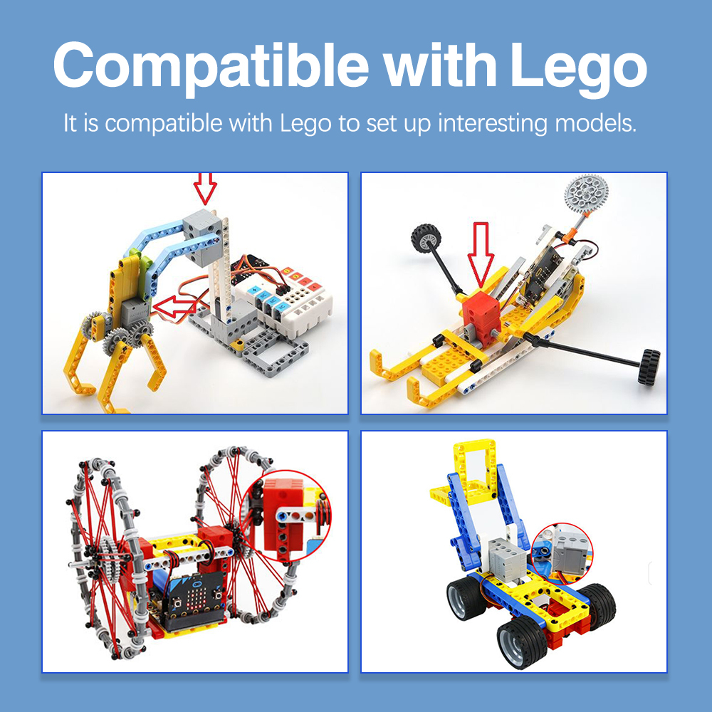 Programmable Red Gear Motor Dual Output Shaft Steering Gear Compatible With Lego 360 Degrees Continuous Rotation