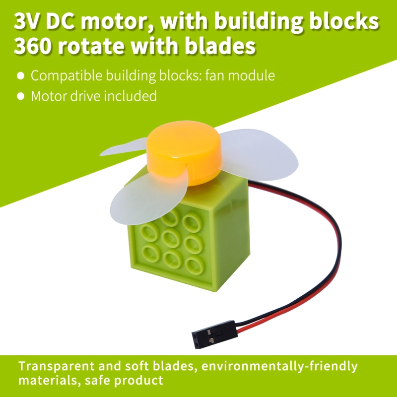 360 Degree Rotate 3V DC Motor Drive For Arduino For Microbit 4*4 Programmable Building Block Fan With Blades