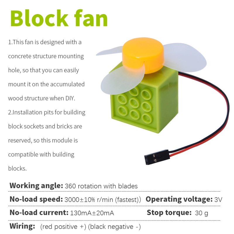 360 Degree Rotate 3V DC Motor Drive For Arduino For Microbit 4*4 Programmable Building Block Fan With Blades
