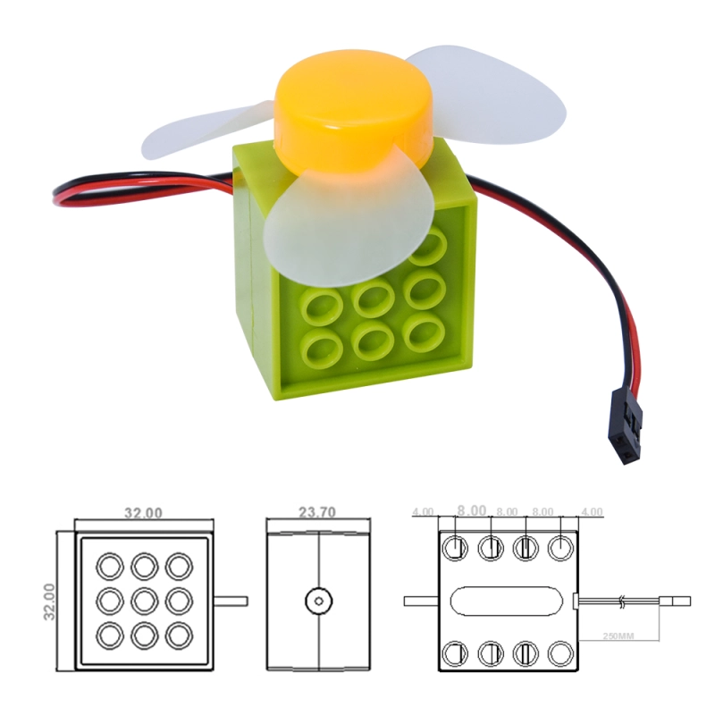 360 Degree Rotate 3V DC Motor Drive For Arduino For Microbit 4*4 Programmable Building Block Fan With Blades