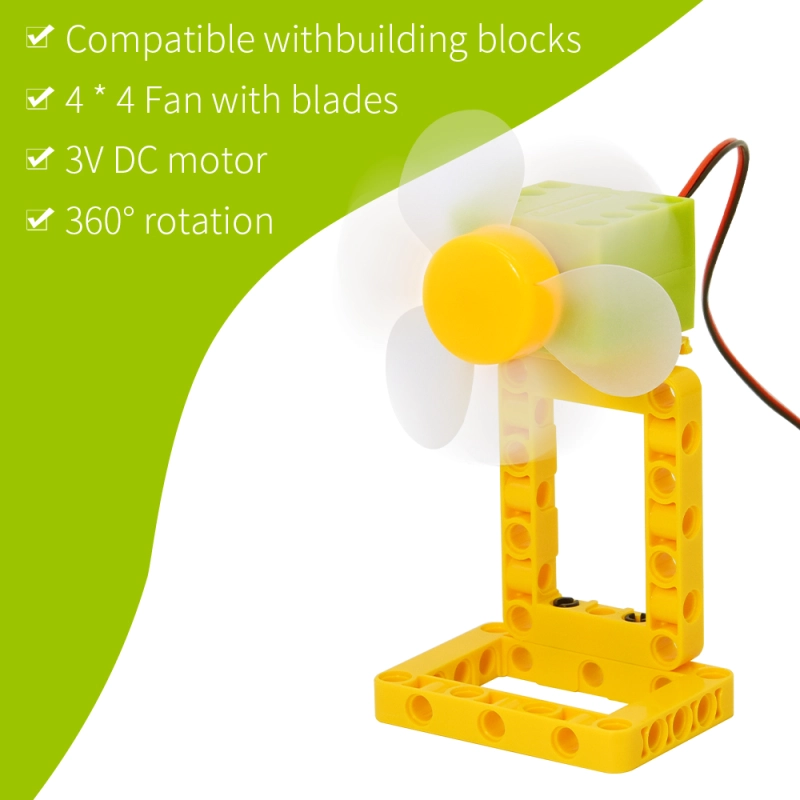 360 Degree Rotate 3V DC Motor Drive For Arduino For Microbit 4*4 Programmable Building Block Fan With Blades