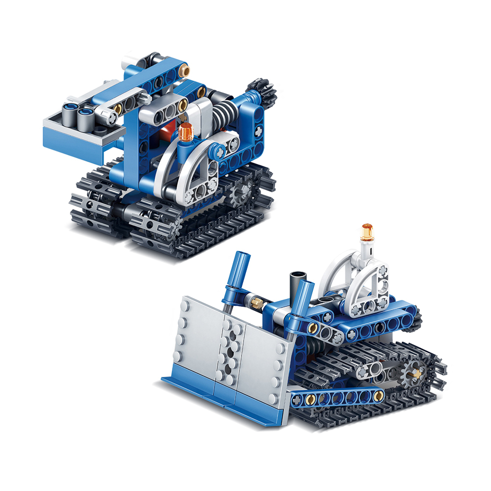 Kidsbits 2 in 1 STEM Building Blocks, MD32 Bulldozer, 75C-9 Excavator Windmill Assembly Lego Toys For Kids