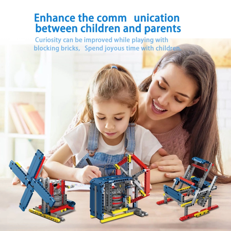 Kidsbits 3 in 1 STEM Building Blocks, Water Mill + Adjustable Phone Holder + Windmill Science Technology Assembled Lego Toys Kit