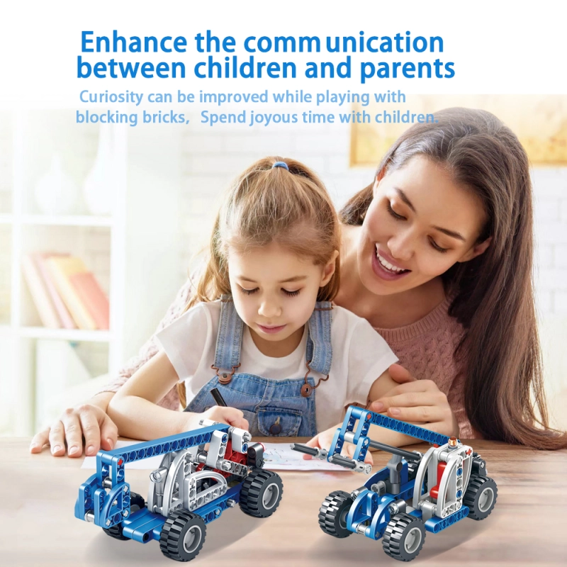 Kidsbits Two In One Stem Building Blocks,3-Ton Forklift, High-Altitude Work Platform Assembly Lego Toys For Kids Education