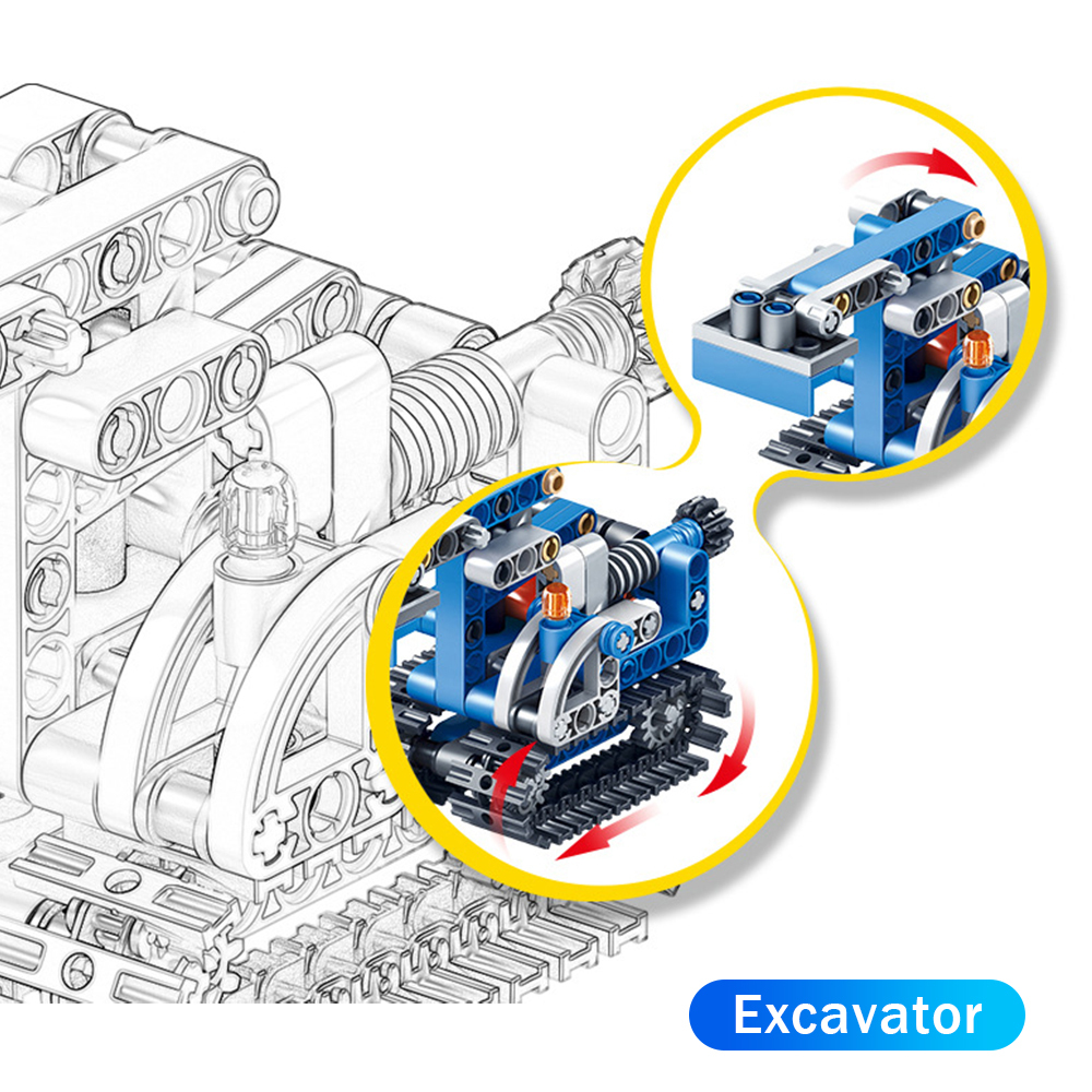 Kidsbits 2 in 1 STEM Building Blocks, MD32 Bulldozer, 75C-9 Excavator Windmill Assembly Lego Toys For Kids