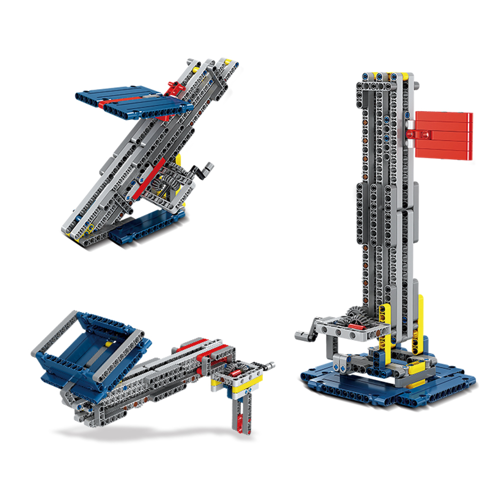 Kidsbits STEM Building Blocks, Hand-Raised National Flag + Tilt Lifting Platform + Handheld Ladder 3 in 1 Assembly Educational Lego Toys