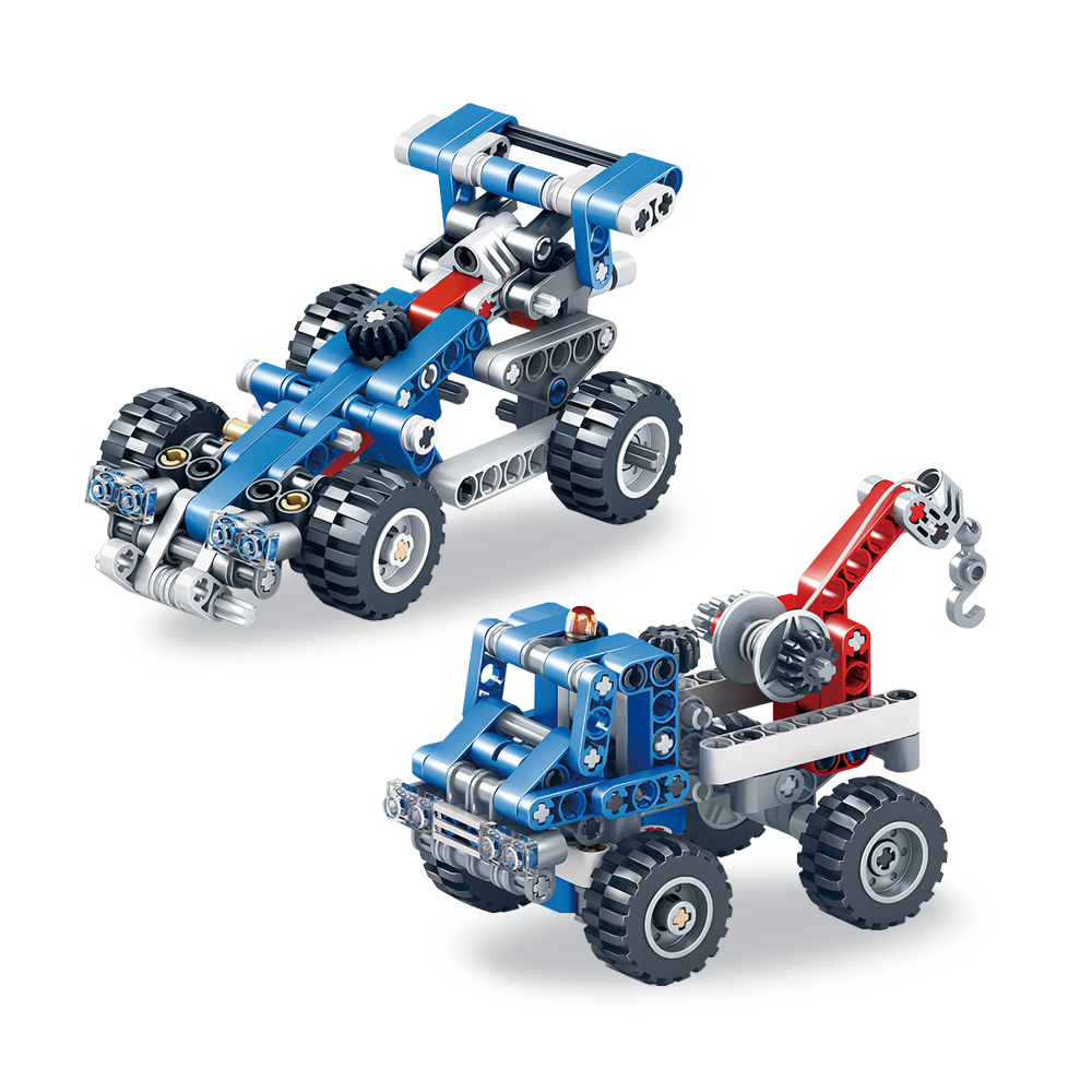 Kidsbits 2 in 1 Building Blocks, 8-Ton Small Crane, Tier 3 Racing Car Technology Assembled STEM Lego Education Toys