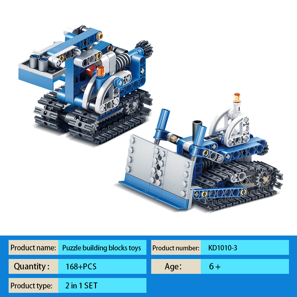 Kidsbits 2 in 1 STEM Building Blocks, MD32 Bulldozer, 75C-9 Excavator Windmill Assembly Lego Toys For Kids