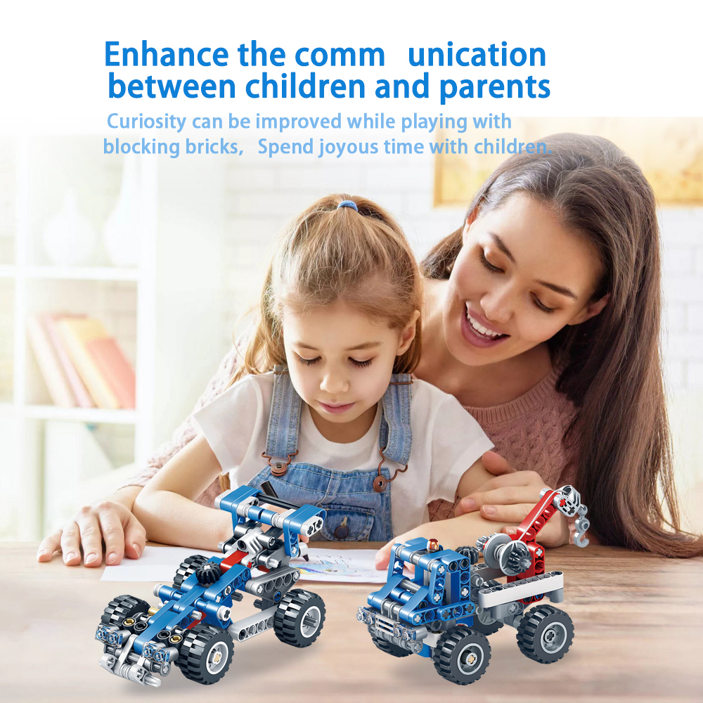 Kidsbits 2 in 1 Building Blocks, 8-Ton Small Crane, Tier 3 Racing Car Technology Assembled STEM Lego Education Toys