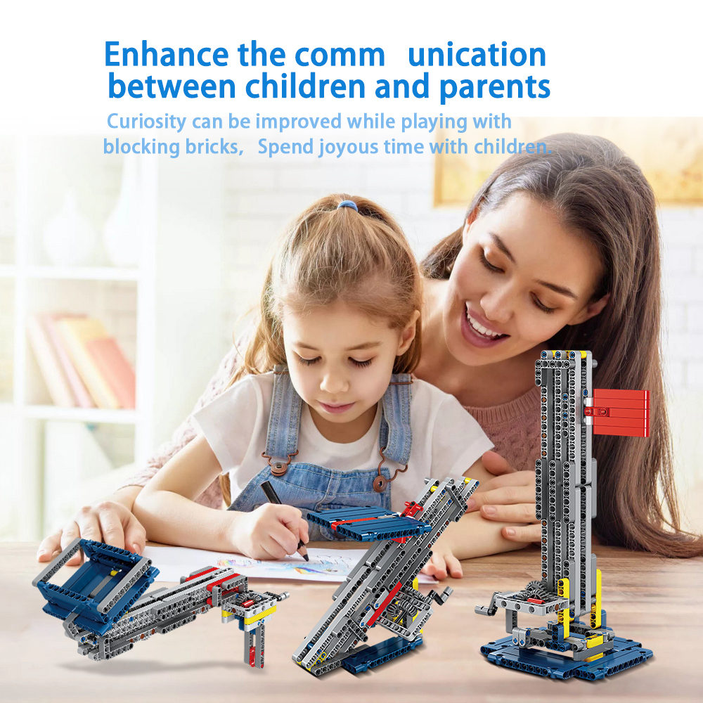 Kidsbits STEM Building Blocks, Hand-Raised National Flag + Tilt Lifting Platform + Handheld Ladder 3 in 1 Assembly Educational Lego Toys