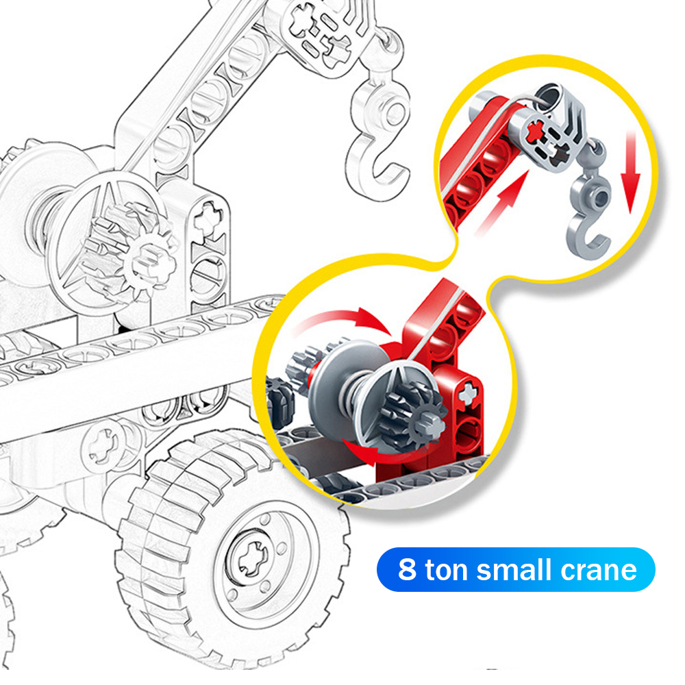 Kidsbits 2 in 1 Building Blocks, 8-Ton Small Crane, Tier 3 Racing Car Technology Assembled STEM Lego Education Toys