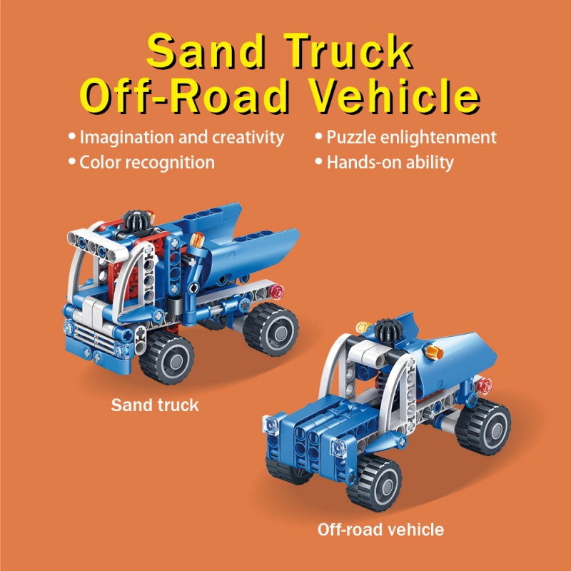 Kidsbits 2 in 1 Assembly Lego Toys STEM Building Blocks, Polar Off-Road Racing Car, SANY 5250 Sand Truck Educational Toys