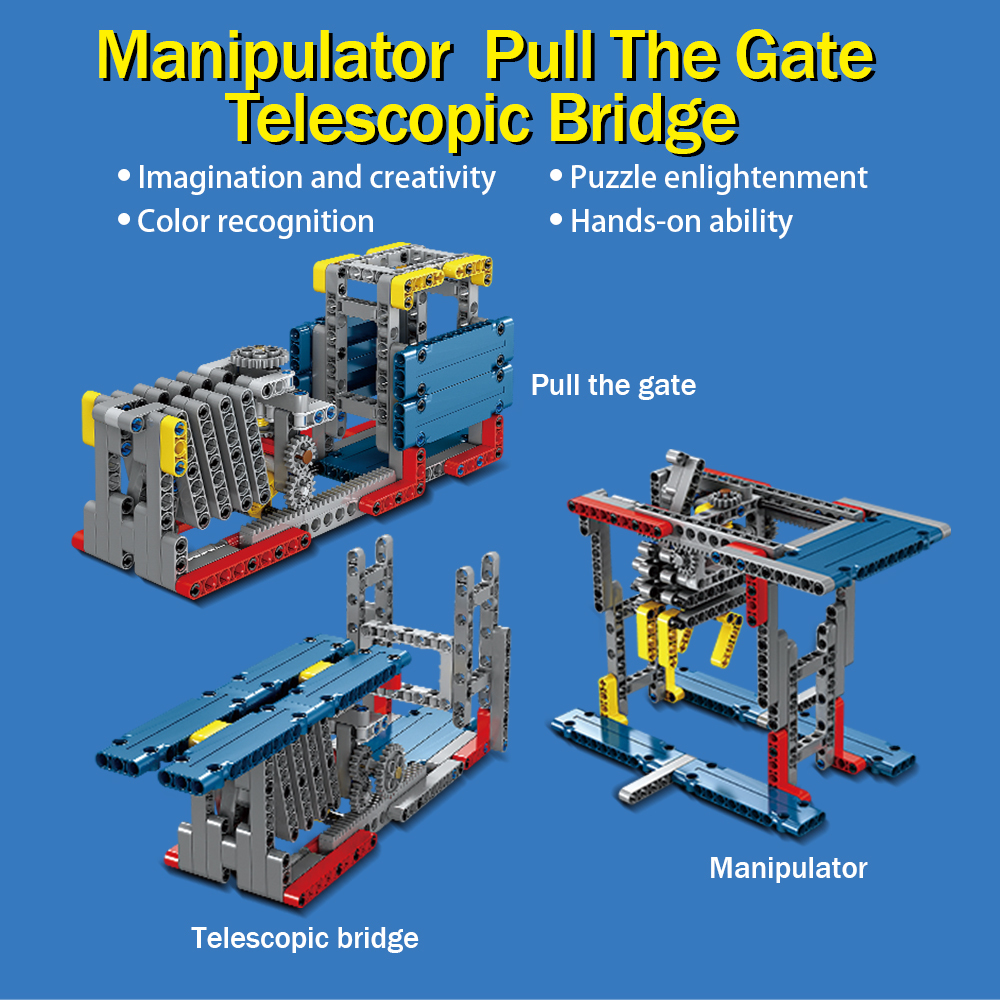 Kidsbits 3-in-1 STEM Building Blocks, Sliding Gate + Telescopic Bridge + Mechanical Hand Assembly Lego Toys for kids Education