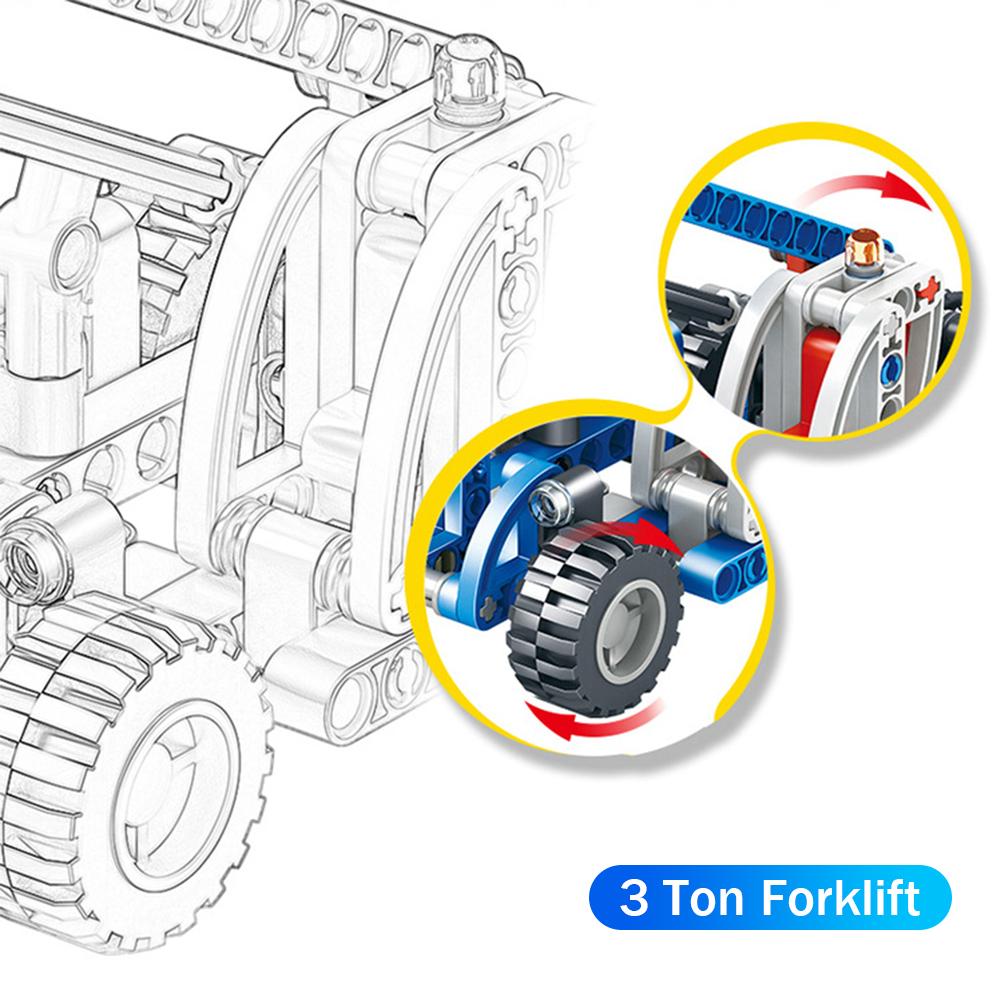 Kidsbits Two In One Stem Building Blocks,3-Ton Forklift, High-Altitude Work Platform Assembly Lego Toys For Kids Education