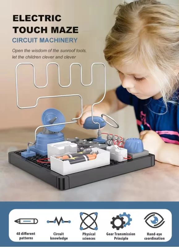 Kidsbits New Kids Educational Physics DIY Snapping Electronic Touch Maze Circuit Machinery Children STEM Science Exploration Experiment Kits Toys