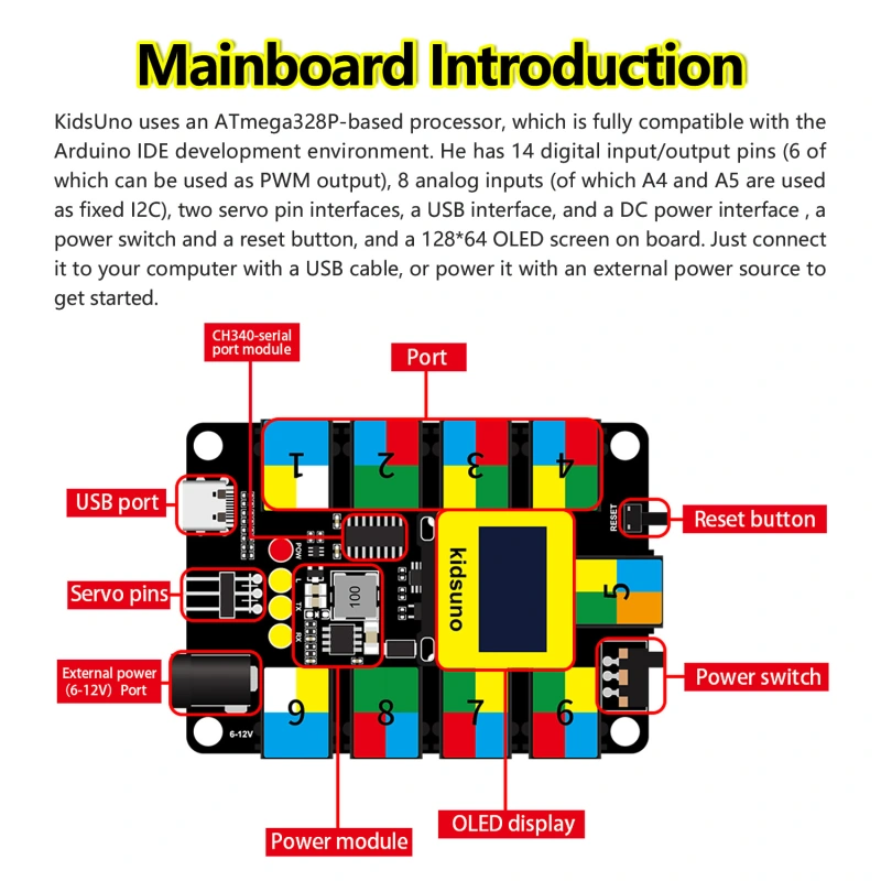 Kidsbits STEM Electronic Building Blocks KidsUno Development Board For Arduino