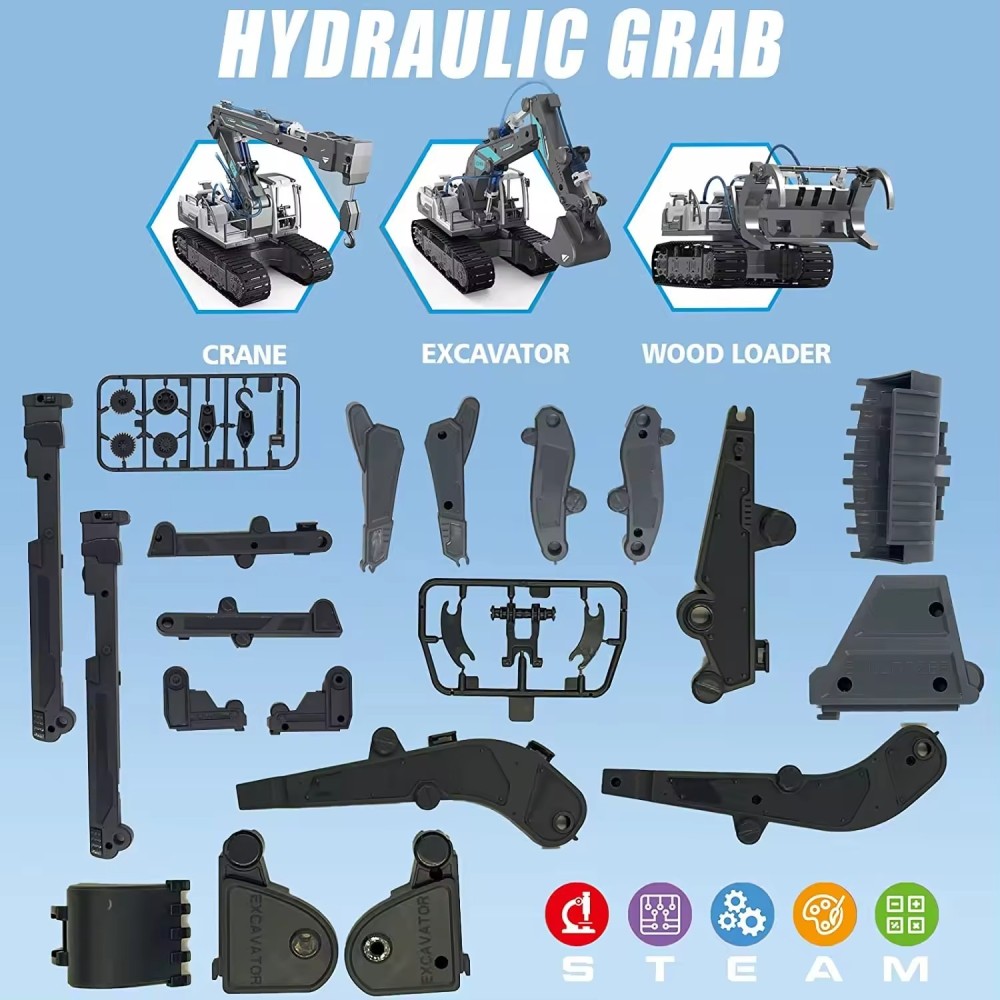 DIY Toys Construction Vehicle Assembly Three-in-one Hydraulic Toy Plastic Engineering Vehicle Cranes Wood Loaders Excavators Toy