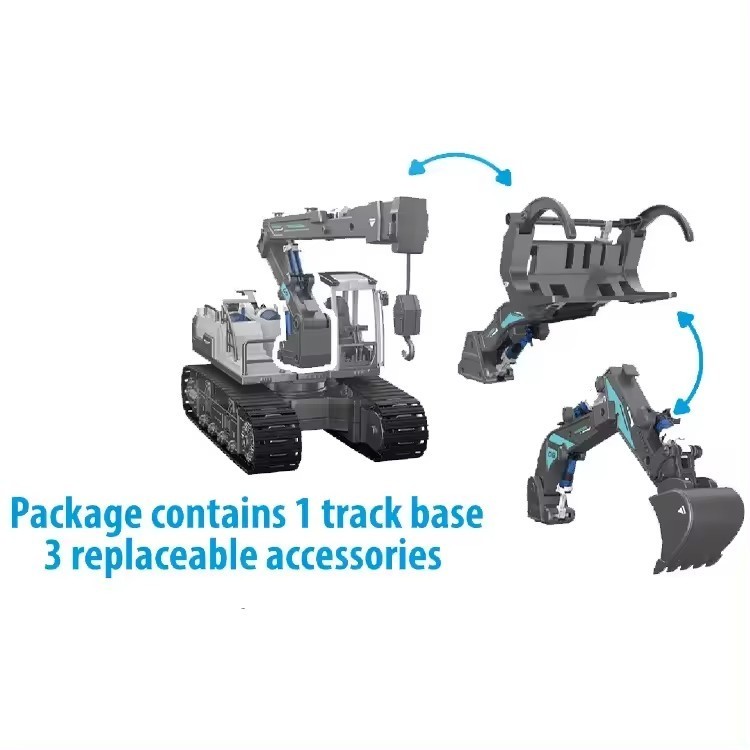 DIY Toys Construction Vehicle Assembly Three-in-one Hydraulic Toy Plastic Engineering Vehicle Cranes Wood Loaders Excavators Toy