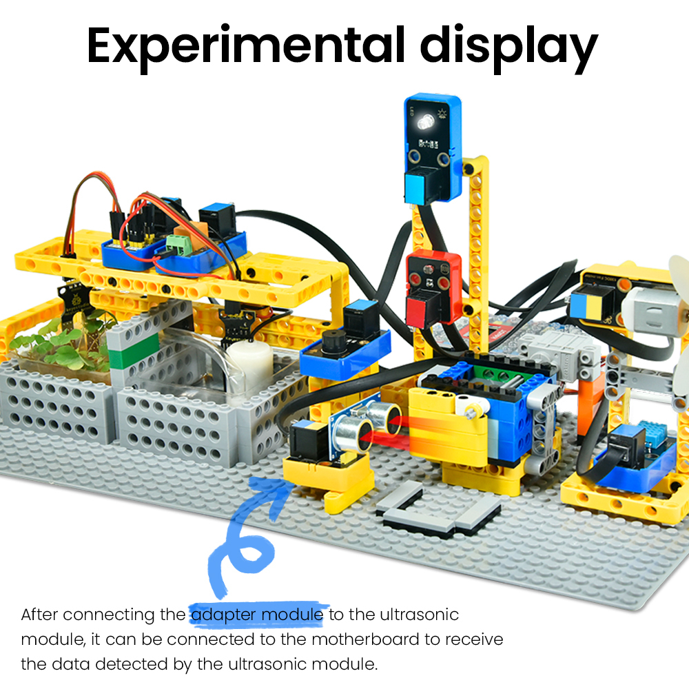 Kidsbits Ultrasonic adaptor Module  Black For Arduino Compatible With Lego Building Blocks