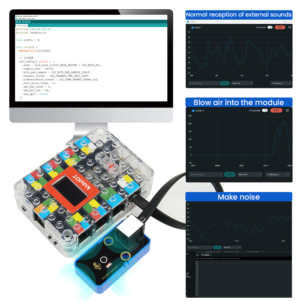 Keyestudio DIY Electronic Building Blocks ICS Microphone Sensor Module for Arduino/ESP32