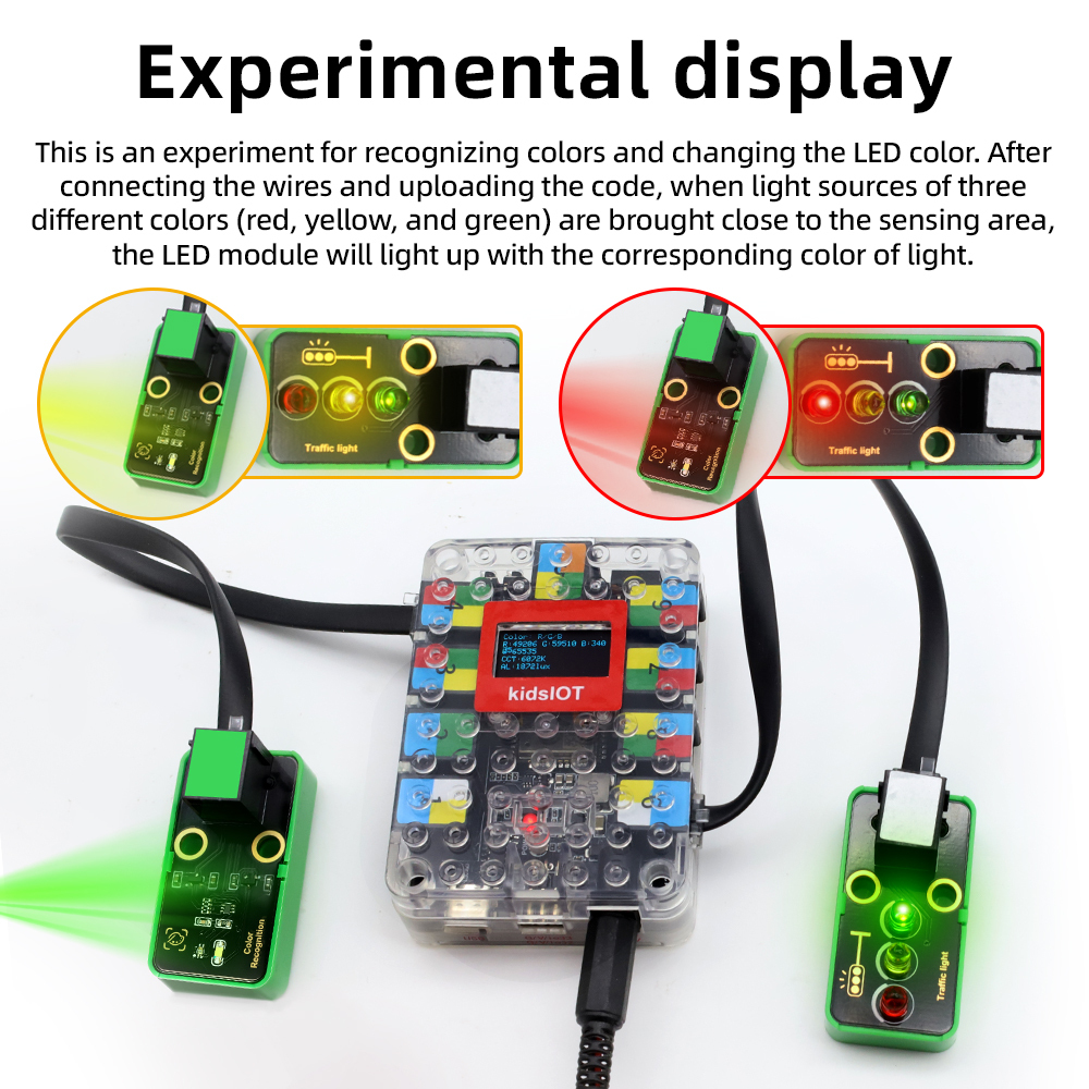 Kidsbits STEM Electronic Building Blocks VEML6040 RGBW Color Sensor Module 50-150mm Detection For Arduino DIY Projects