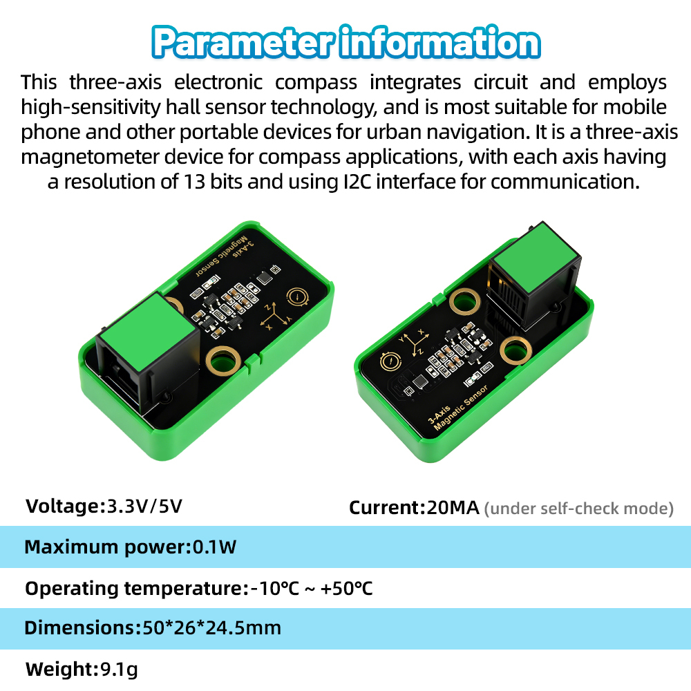 Kidsbits STEM Electronic Module AK8975 Three-Axis Magnetic Sensor Kidsbits With shell for Arduino